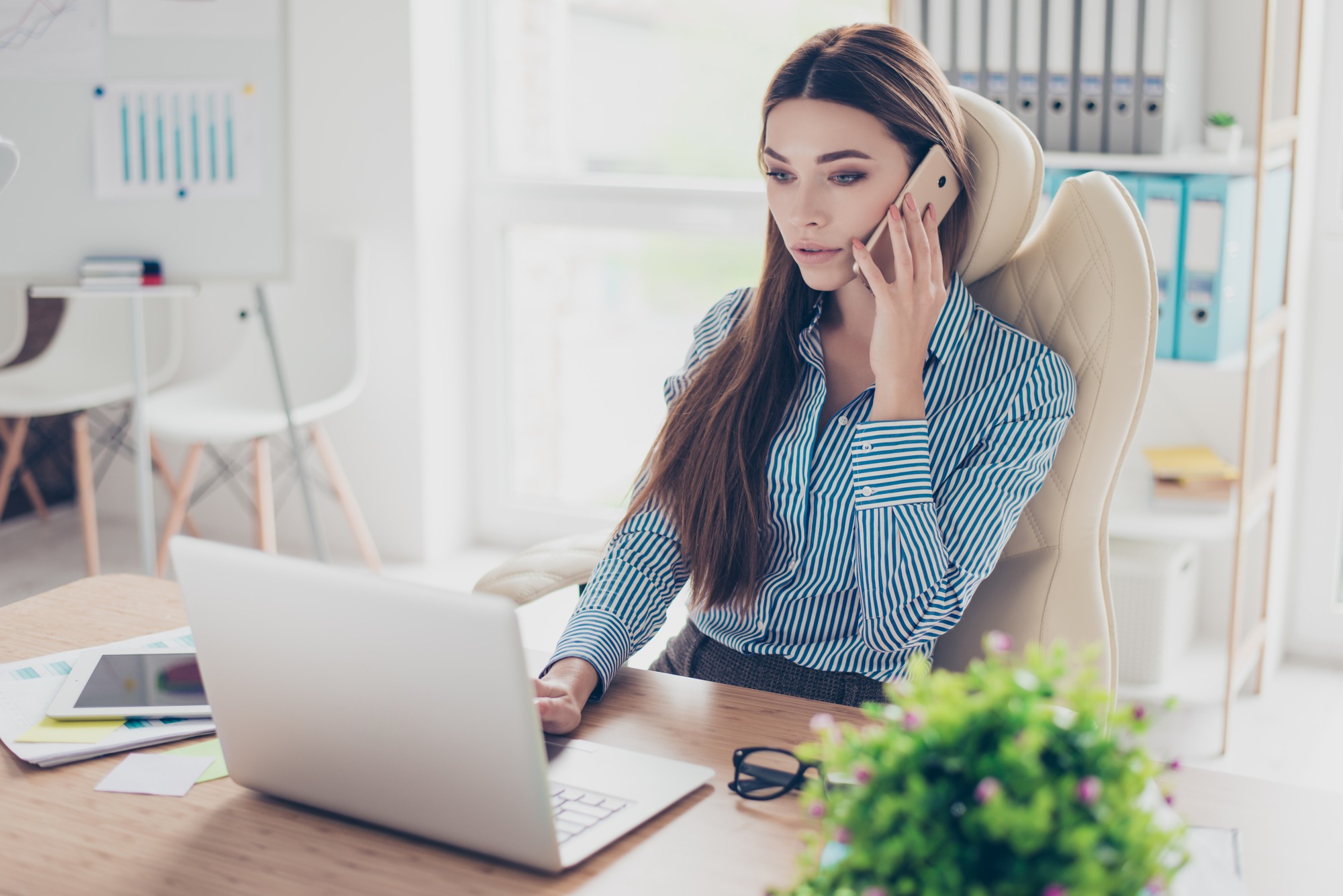 A woman on a phone